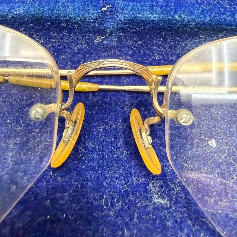 Vintage Gold Filled Wire Frame Bifocal Glasses with Case Signed